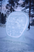 Ice sculpture of a shaman's drum outside the Atje Museum. Jokkmokk. Sweden